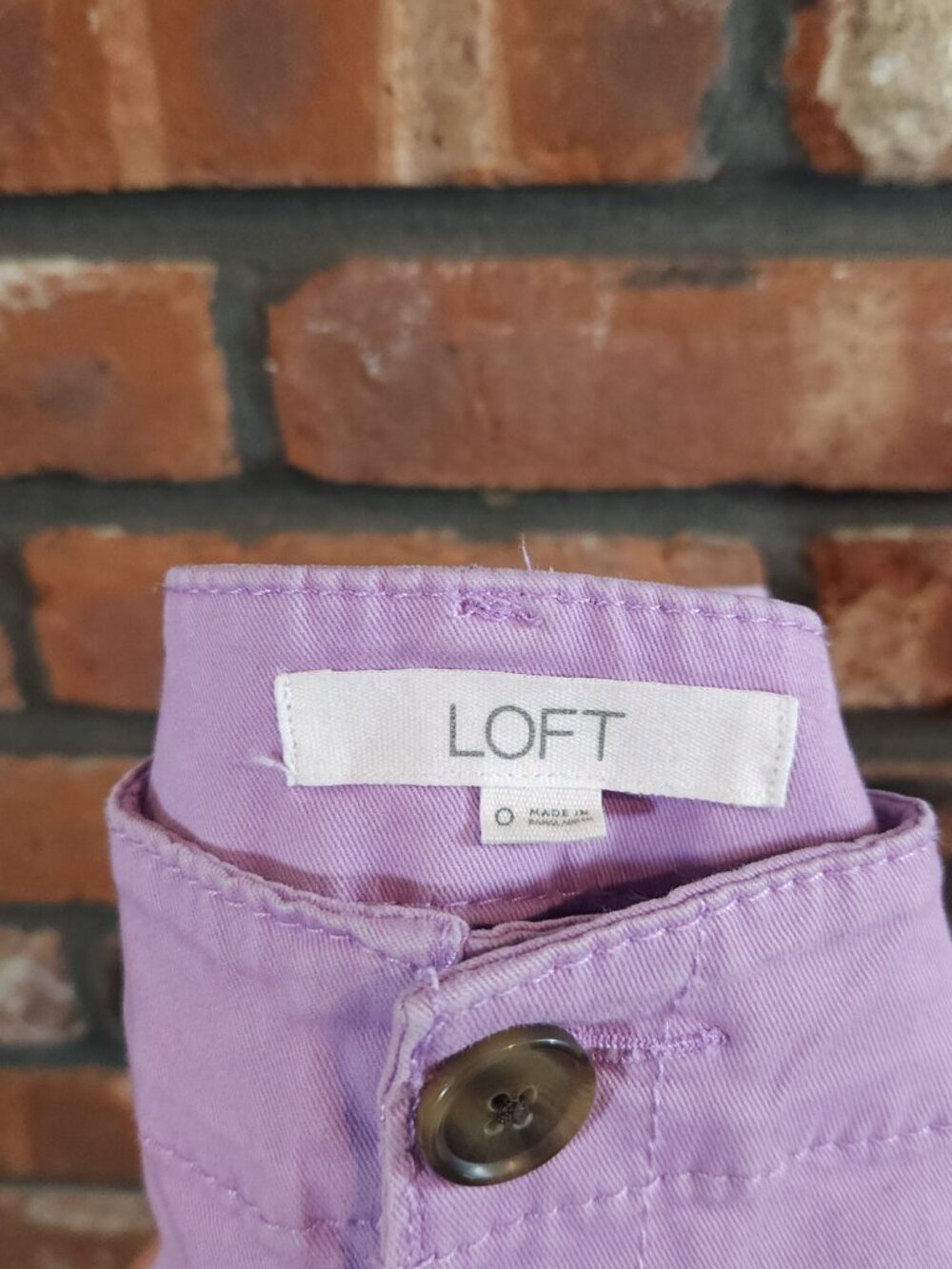 LOFT High Rise Washed Twill Flat Front 3.5" Chino Shorts in Purple Women's 0 - Picture 6 of 6